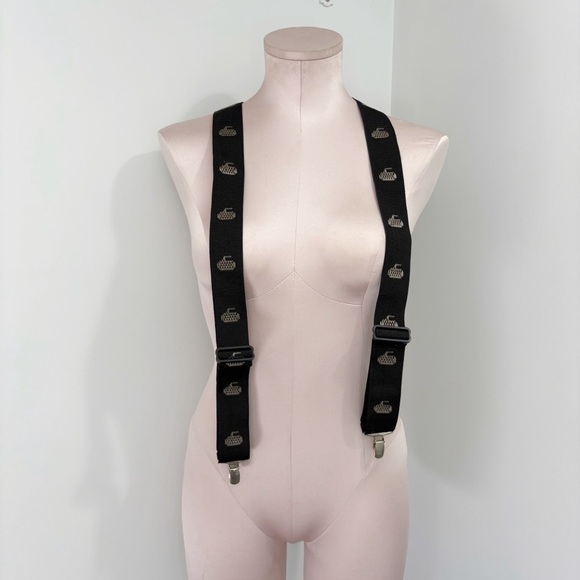 Vintage Rare Cuddles Enterprises Curling Suspenders Made in USA Black One Size - Picture 1 of 15